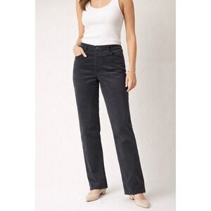 Talbots Black Velveteen Straight Leg Slimming Pants Stretch‎ Petite 14P NWT